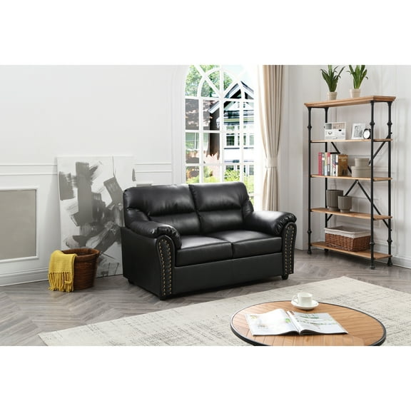 Glory Furniture Olney Faux Leather Loveseat in Black