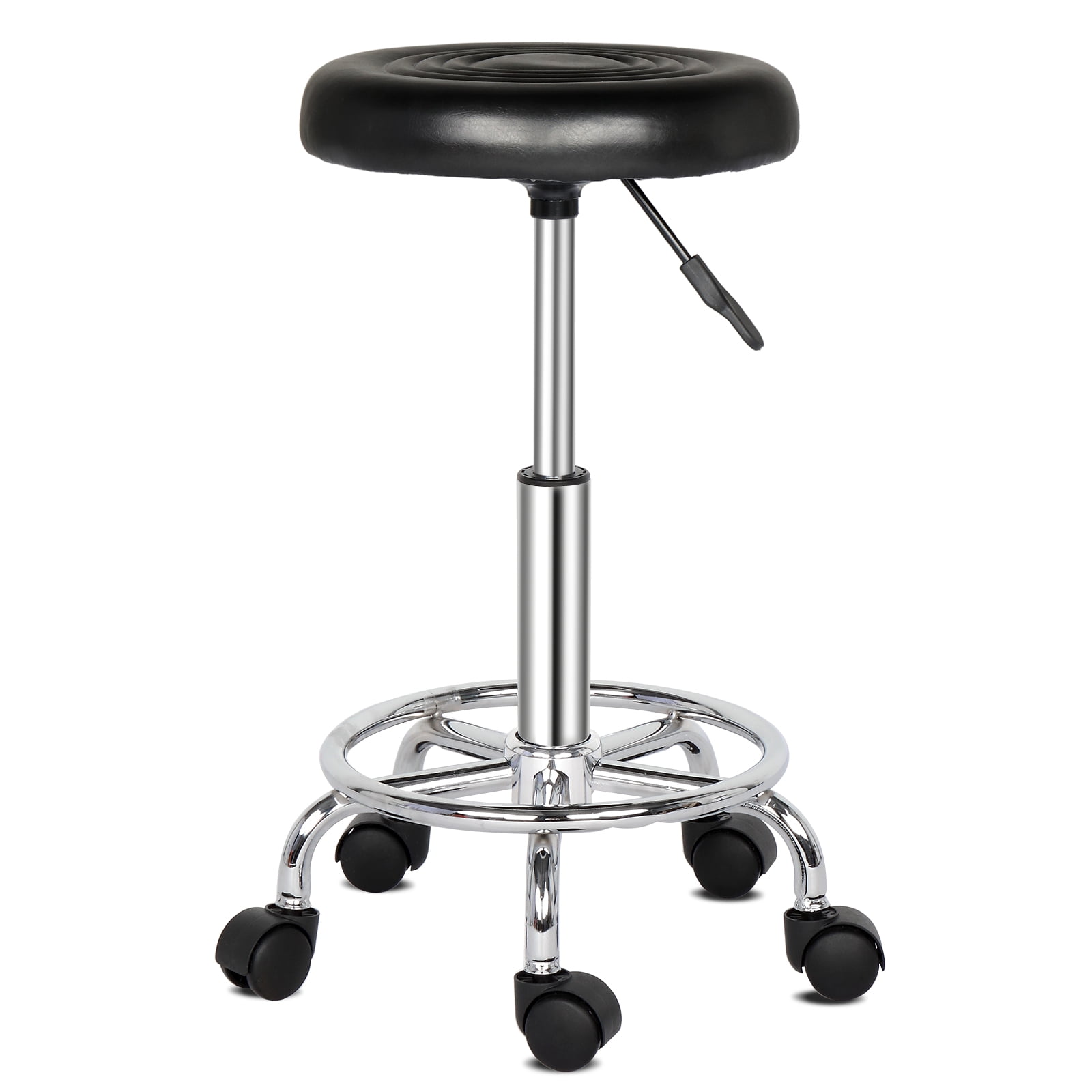 Round Stool with Lines Rotation Bar Stool, Black