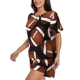 thumbnail image 2 of Picia Brown Football On Black Pajamas Sets for Women Soft Short-Sleeved Pjs with Lounge Shorts Two Piece Sleepwear-Large, 2 of 9