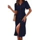 thumbnail image 1 of Vestido Veraniego Informal de Corta con Cuello en V para Mujer, con Botones y Estampado Floral, y Bolsillos Azul Marino L, 1 of 5