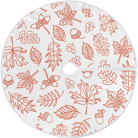 FMSHPON Maple Tree Doodle Xmas Christmas Tree Skirt Stand Mat for Holiday Party Decoration Indoor Outdoor 48 inches
