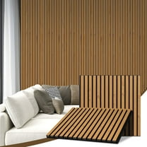 2-Piece Wood Slat Acoustic Panels for Stylish Decor and Noise Reduction, 23.62x23.62 Inch Wood Panels for Wall for Interior Wall Decor, 3D Wood Slat Wall Panel/Fluted Sound Absorbing Panel, Teakwood