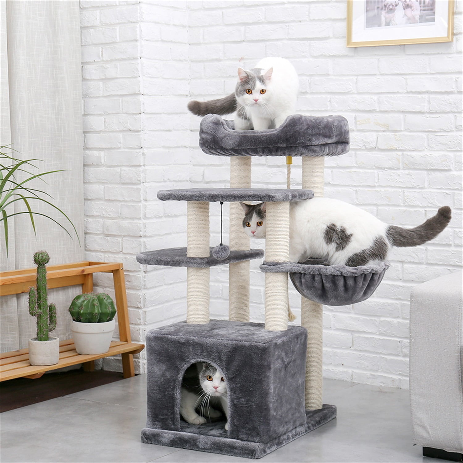 Pefilos 54" Cat Tree Tower for Big Cats, Cat Tree House Furniture with Hammock, Indoor Cat Condo for Adult Cats, Beige Pefilos 54" Cat Tree Tower for Big Cats, Cat Tree House Furniture with Hammock, Indoor Cat Condo for Adult Cats, Beige