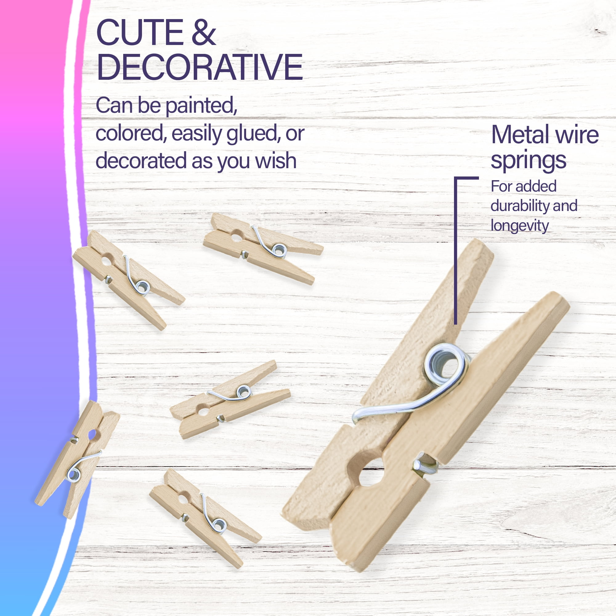 BAZIC Clothes Pin Mini 1", Natural Wood Clothespins (50/Pack), 288-Packs