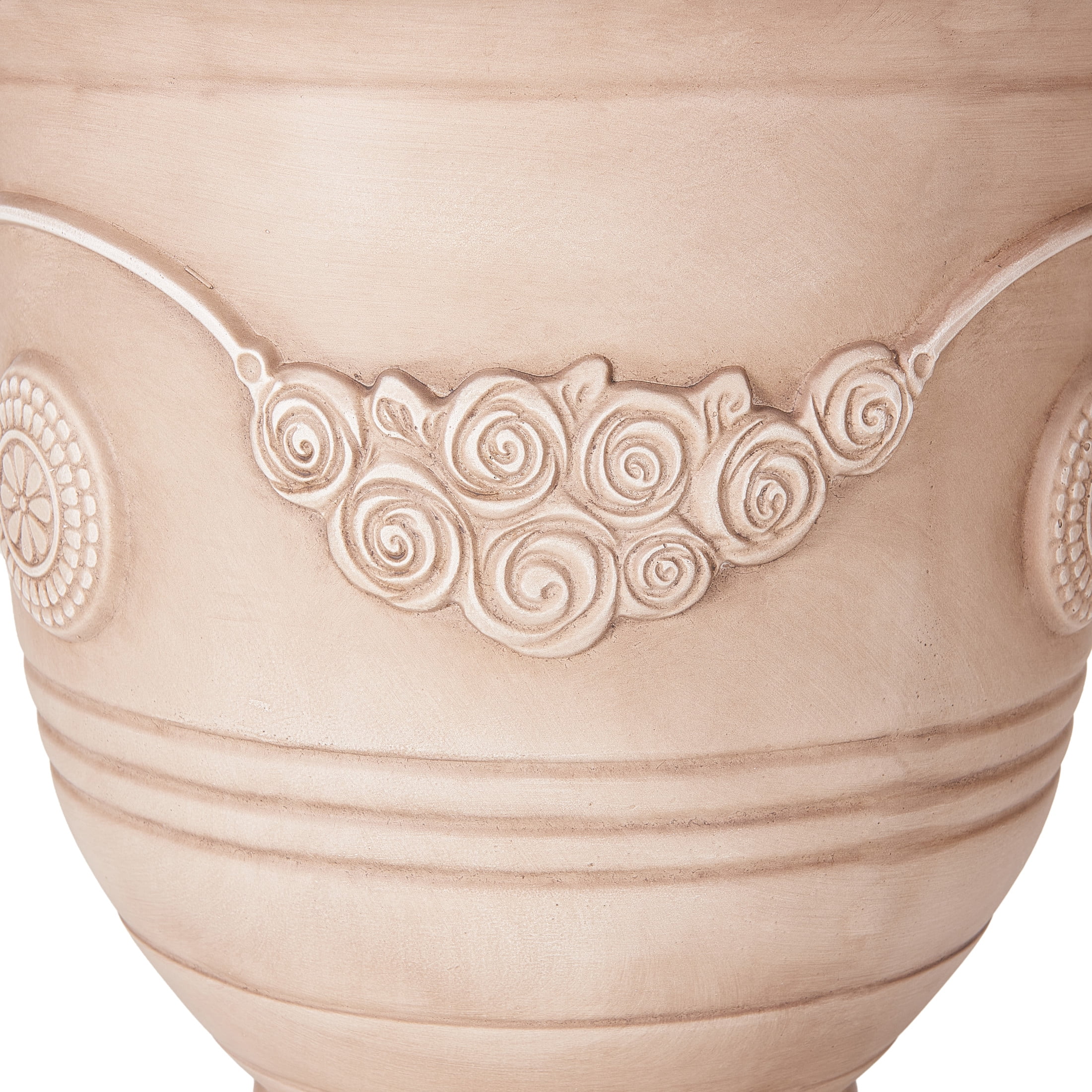 Christopher Knight Home 21.26"H Vintage MGO Outdoor Flower Urn Planter for Garden, Beige Brushed
