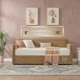 thumbnail image 6 of Qdd Twin Size Linen Lift Up Storage Upholstered Daybed Frame with Adjustable Track Arms, No Box Spring Needed,Yellow, 6 of 17
