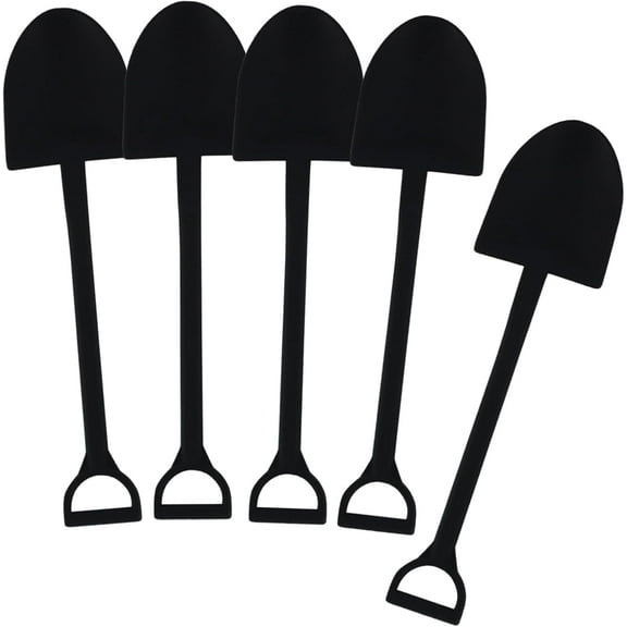50pcs Mini Shovel Shape Spoons, Plastic Dessert Spoon 4.7 Inch Yogurt Ice Cream Shovel, Black