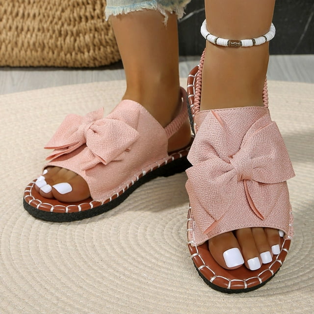 Wowcloth Women's Fashion Casual Spring & Summer Solid Color Bow Flat Open - Toe Beach Sandals