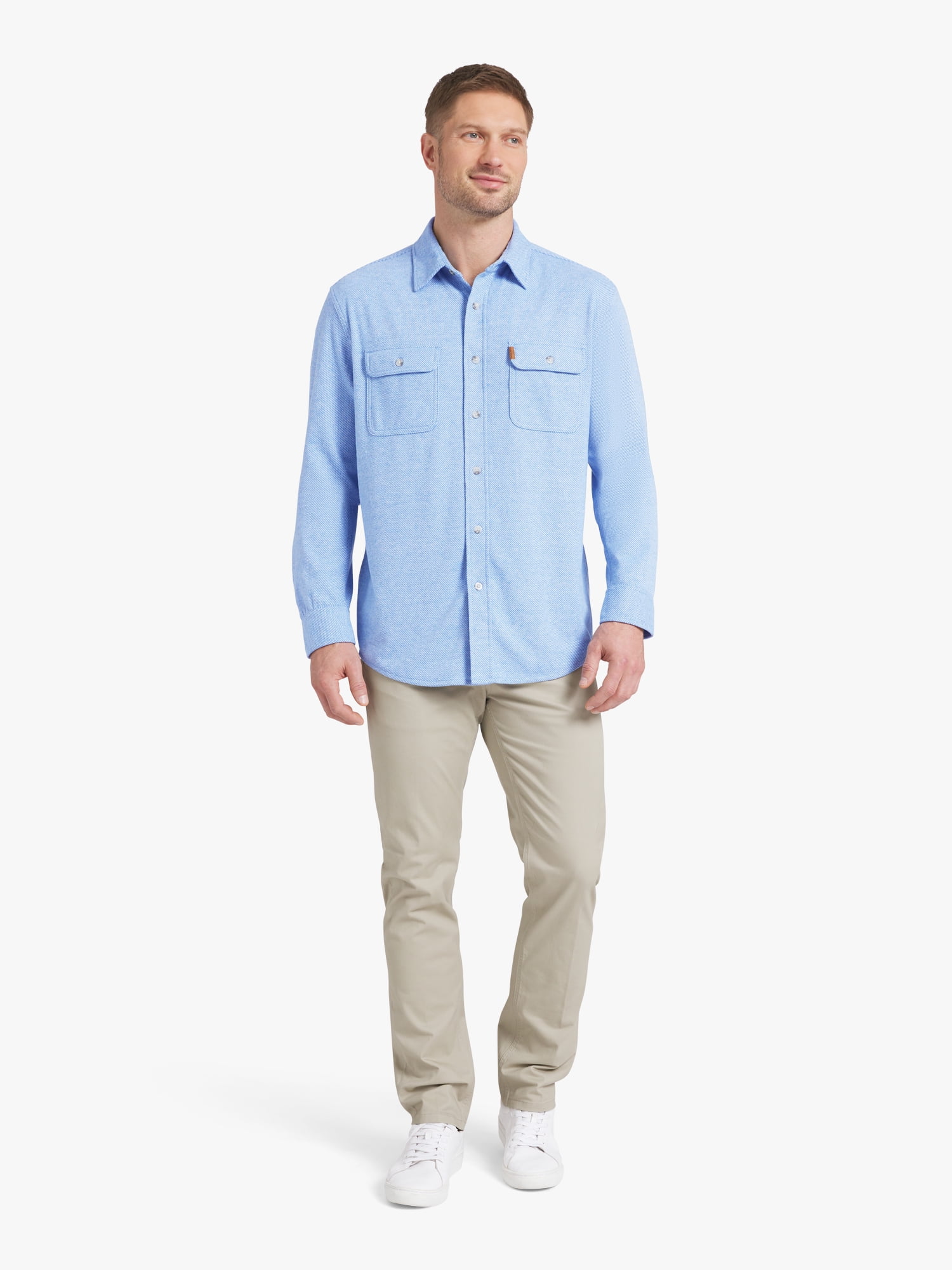 Chaps Men's & Big Men's Long Sleeve Knit Flannel Shirt, Sizes S-3XL