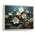thumbnail image 3 of Designart "Spring Elegance White and Gold Flower Beauty II" Oversized Floral Framed Wall Art - Traditional White Flowers Living Room Framed Canvas Art, 3 of 7