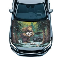 Uorisanigo Car Hood Cover, Golf Gorilla Savage, Removable Automotive Exterior Accessories Elastic Fabrics Can be Washed Protector for Car Hood Bonnet All-Season Protection