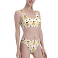 thumbnail image 2 of Daiia Bees and Flowers printed 2 piece Swimsuit Bikinis for Women High Waisted Racerback Bathing Suits Summer Tummy Control Scoop Neck Swimwear-Medium, 2 of 8