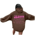 thumbnail image 1 of WEAIXIMIUNG Robe Chandail en Molleton pour Femmes Manches Courtes Sweat à Capuche Graphique Lettres Surdimensionné Pull Décontracté Manches Longues avec Poches, 1 of 6