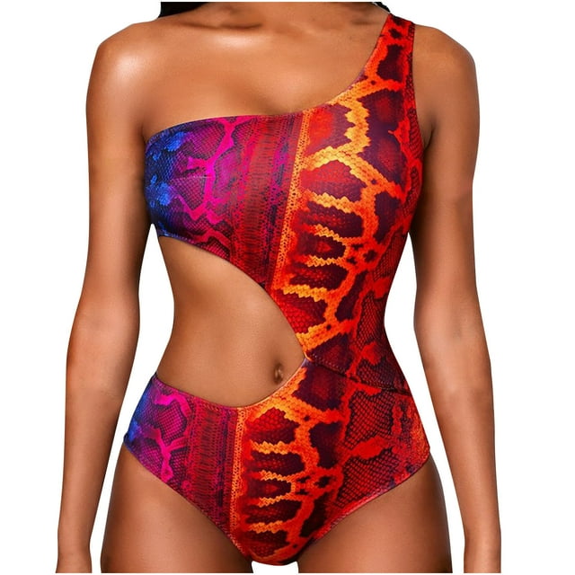 Traje de baño de una pieza de moda para mujer, estampado sin cables con almohadilla, conjunto de Bikini Sexy de flores Fridja nalpqowj53484
