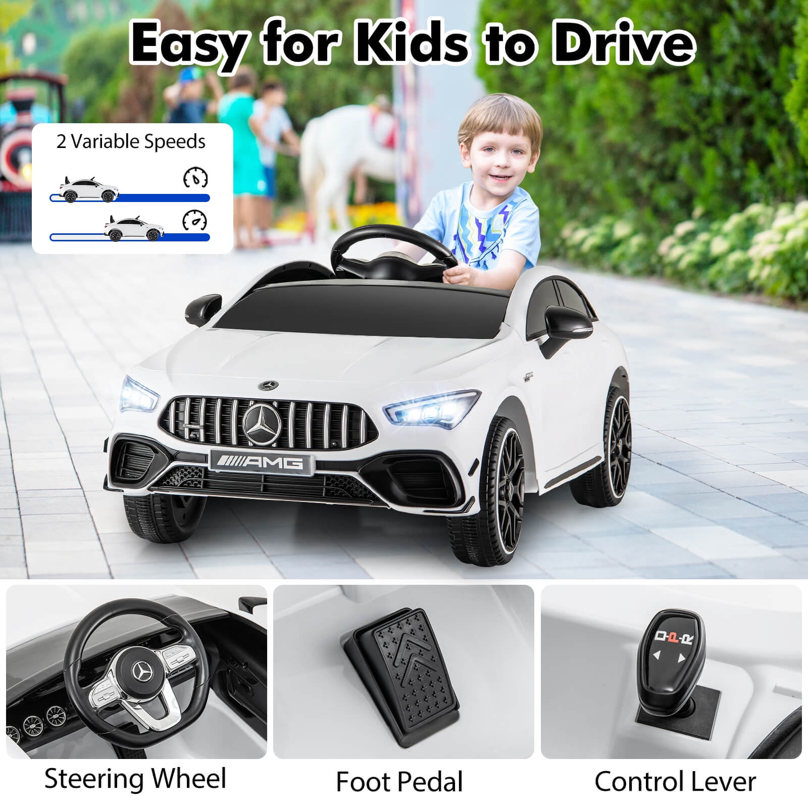 Infans 12V Kids Ride on Car w/Remote Rocking Function Transport Wheels Lights & Music
