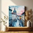 thumbnail image 6 of Romantic European Cityscape Canvas Painting， Suitable for Living Room， Bedroom， Office， Hallway， and Dining Room Decoration., 6 of 8