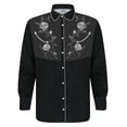 thumbnail image 2 of Mens Westren Cowboy Shirts Floral Embroidered Long Sleeve Button Down Shirts Country Spring Fall Grey XXL, 2 of 4