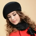 thumbnail image 5 of pxiakgy beret hats for women women wool beret new autumn and winter comfortable outdoor warm stewardes hat black + one size, 5 of 9