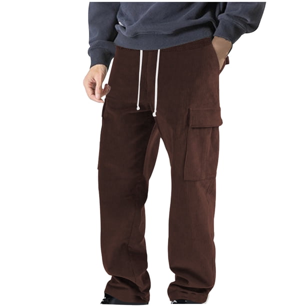 Pantalones largos para hombre, de lino y cintura elástica, transpirables, cómodos, suaves, con bolsillos cargo, informales.