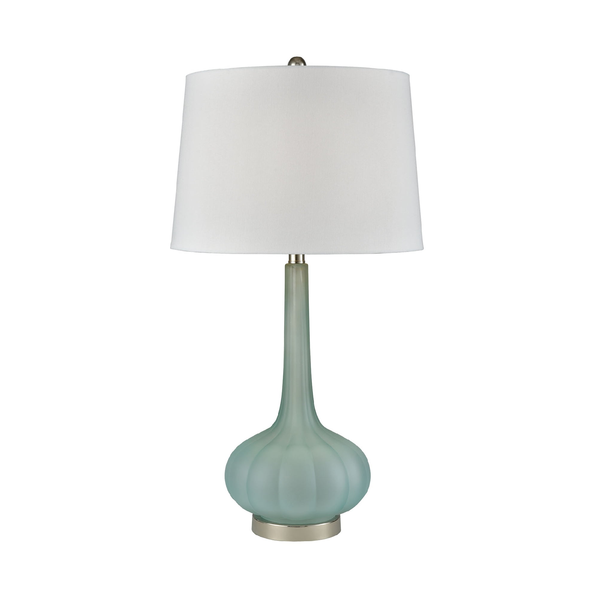 29" Frosted Aqua Onion Shaped Glass Table Lamp with White Round Shade