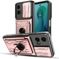 thumbnail image 3 of Elegant Choise Case for Moto G 5G 2024 Card Slot Wallet Case Finger Ring Holder Cover, Pink, 3 of 17