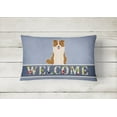 thumbnail image 2 of Carolines Treasures BB5700PW1216 Border Collie Red White Welcome Canvas Fabric Decorative Pillow, 12H x16W, multicolor, 2 of 3