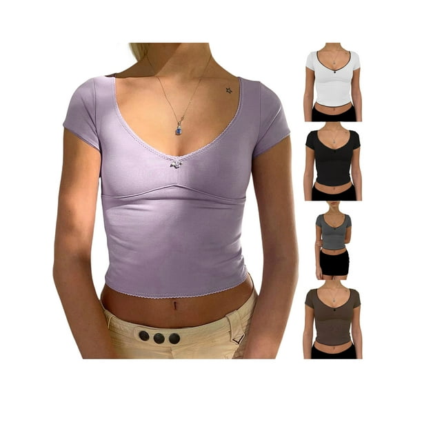 Cheap 3 Pcs/Lot Summer Women's Sexy T Shirt Solid Casual Short Crop Tank  Tops Tees Chestless Navel Slimming Bottoming Shirt for Girls