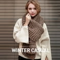 thumbnail image 4 of Bufandas de lana hechas a mano para mujeres en invierno, bufanda cálida de punto para amantes de los estudiantes de Color sólido grueso (caqui), 4 of 5
