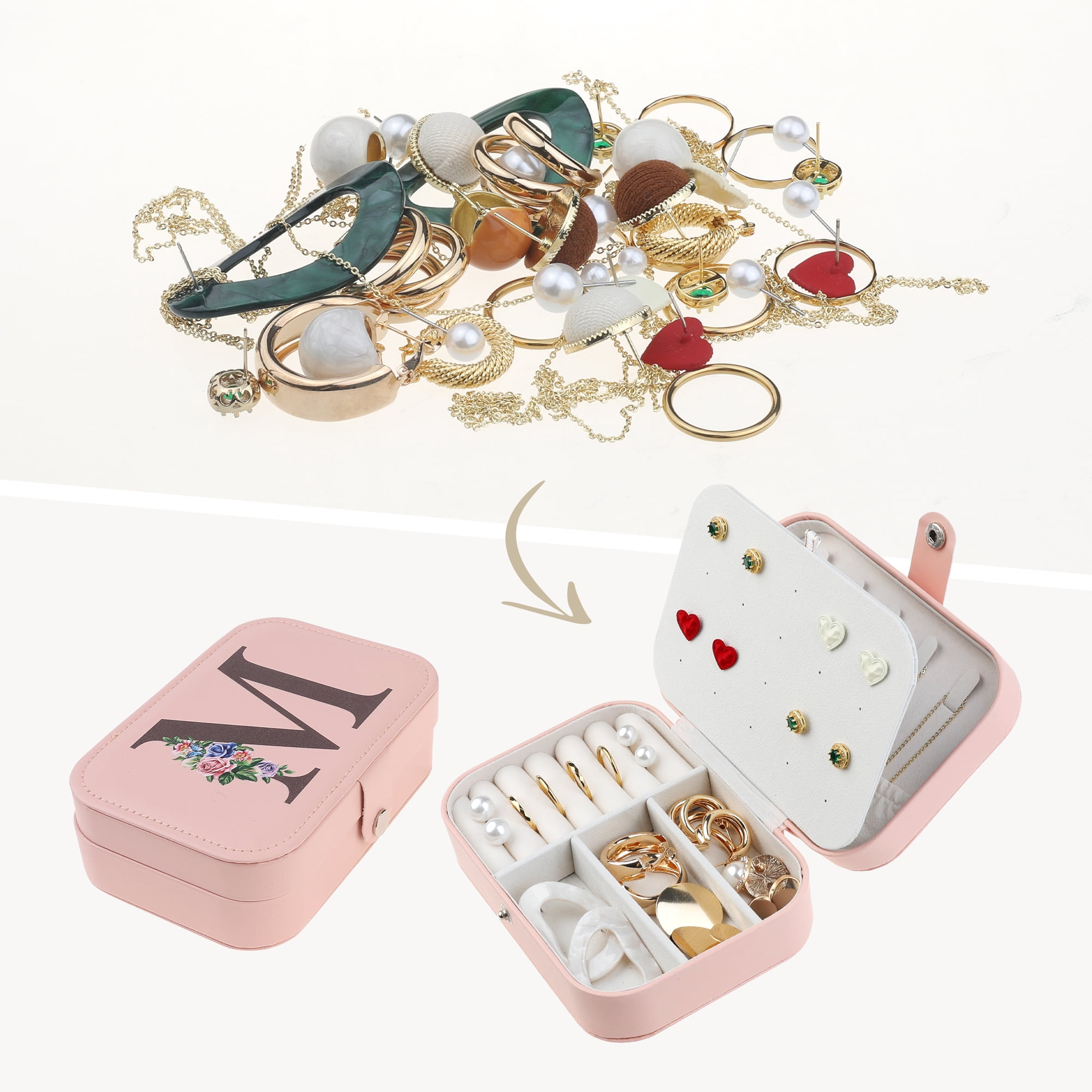 Unique Bargains Jewelry Box Small PU Leather Jewelry Organizer Case Storage Display Holder Pattern M