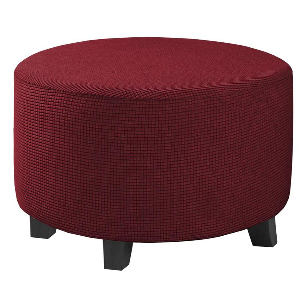 Small Round Ottoman Slipcover Footstool Footrest Cover Removable Living Room - Red, 48-55cm 12 Red - image 2 of 8