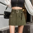 thumbnail image 2 of TAIAOJING Women's Short Jean Skirt Casual Low Waist Drawstring Button Mini Denim Skirt With Pocket, 2 of 5