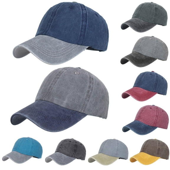 Only Moment A Color Block Cap Oversize Baseball Cap Cotton Vintage Adjustable Washed Distressed Denim Baseball Hat One Size