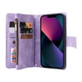 thumbnail image 5 of SaniMore Case for iPhone 14 6.1" 2022, PU Leather Zipper Wallet Cover with [RFID Blocking] Card Slot Magnetic Clsap Flip Folio with Wrist/Crossbody Strap Kickstand Full Protective Cover, Purple, 5 of 14