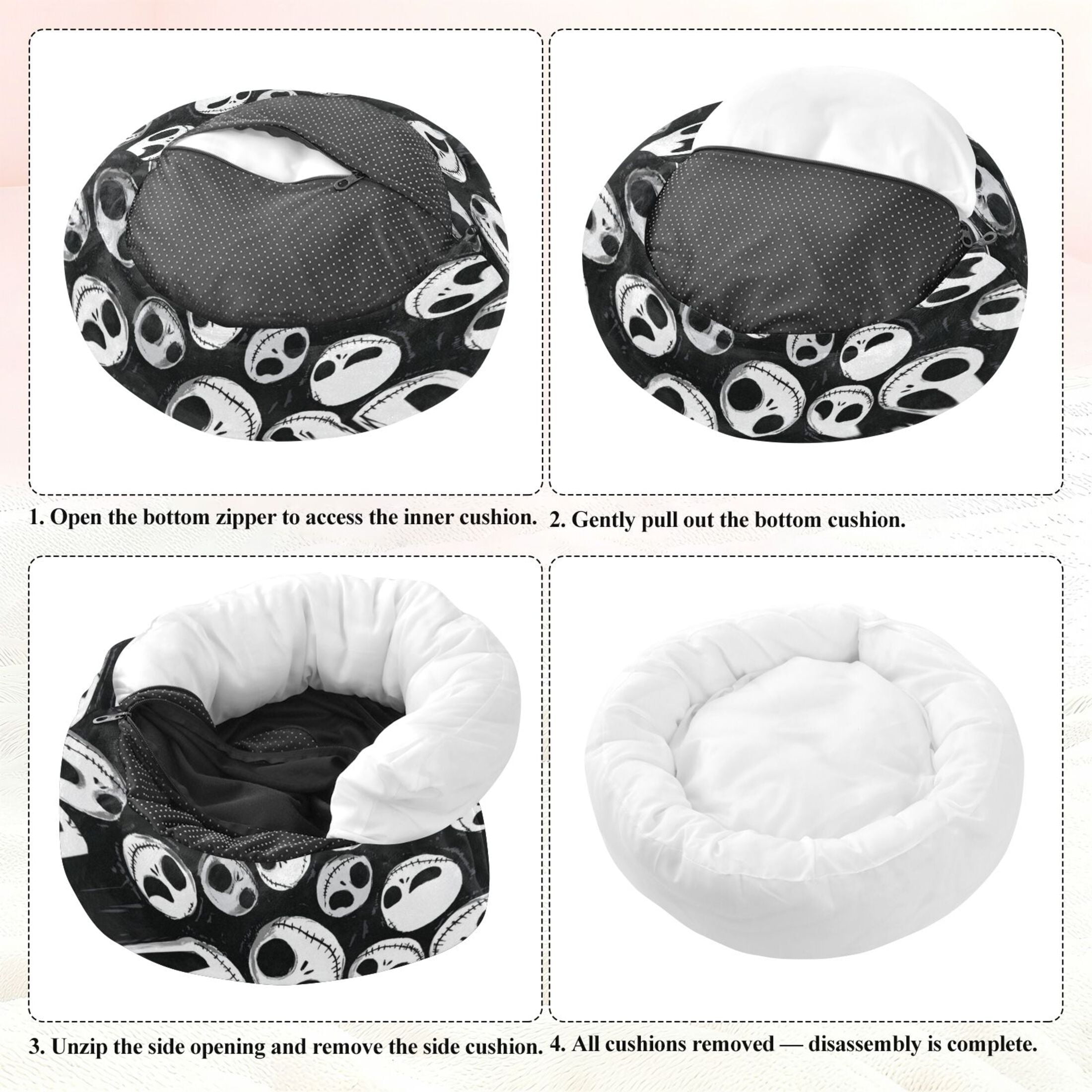 Iauyy Pet Couch Donut Cat Bed for Indoor Cats/Small Dogs Washable & Machine with Non-slip Bottom Calming Cat Furniture, Big Eyes (M)