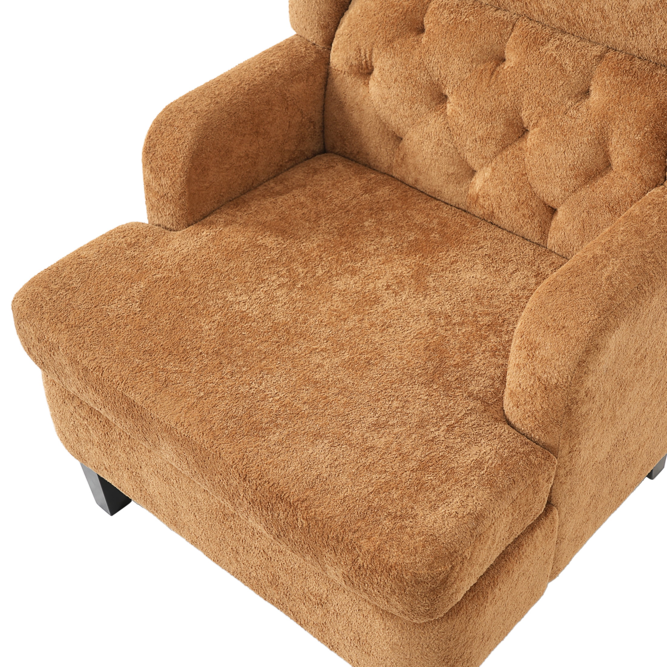 Christopher Knight Home Modern Tufted Accent Chair, Plush Fabric Upholstered with Wood Legs, Orange