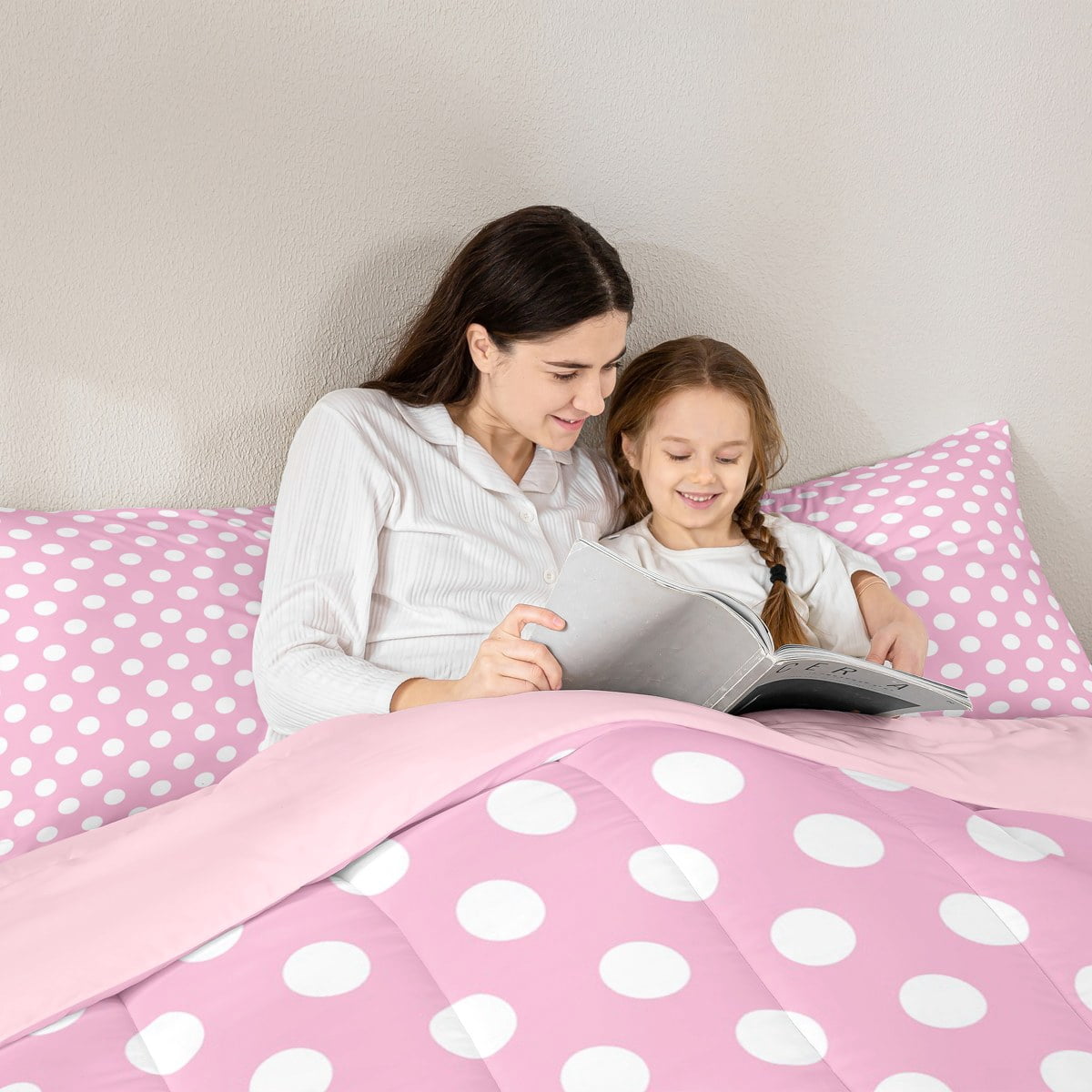 jejeloiu Geometric Circle Full Size Comforter Sets,Modern Geometric Aesthetic Bedding Comforter Set,Pink White Bedding Sets For Girls,Microfiber Room Decoration Reversible,3pcs