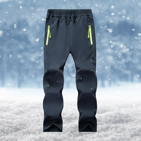 gljltg Kids Snow Ski Pants Hiking Boys Girls Outdoor Waterproof Windproof Fleece Warm Snowboard Pants
