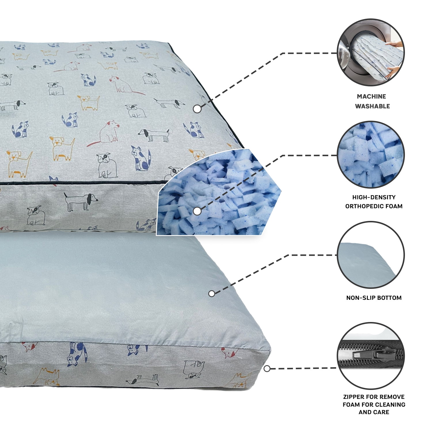 Paws and Décor Taupe Plaid Comfort Dog Bed, Elegant, Soft, and Durable Pet Bed for Dogs, High-Quality, Orthopedic Sleeping Pad with Fashionable Design