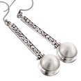 thumbnail image 3 of White Pacific Ocean Mabe Cultured Pearl Scroll Filigree 925 Sterling Silver Drop Earrings, 1 3/4", 3 of 3