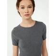 thumbnail image 4 of Free Assembly Women's Ribbed Crewneck Tee with Short Sleeves, Sizes XS-XXXL, 4 of 6