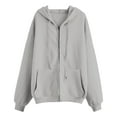 thumbnail image 4 of GEWSEY Hoodies For Women Zip Up Sweatshirt Trendy Y2k Hoodie Light Weight Jackets Casual Sport Sweaters With Pockets (Grey, L), 4 of 5