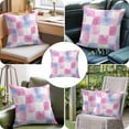 thumbnail image 6 of Abstract Plaid Spring Throw Pillow Cover Pink Blue Purple Colorful Tartan Cotton Linen Cushion Cover Throw Pillow Case with Invisible Zipper for Couch Sofa Bed Chair Car 16x16 Inch, 6 of 9