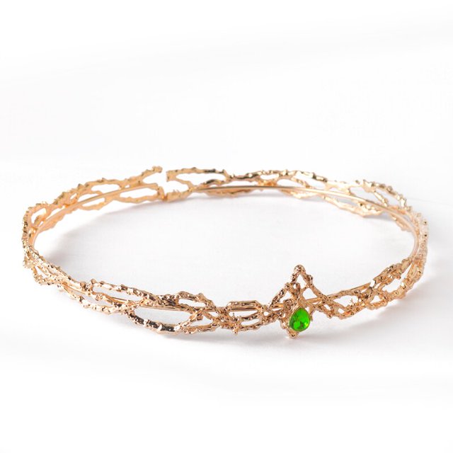 Diadema de corona redonda de elfos para mujer, diadema de circonita con gota de agua, accesorios nupciales para el cabello, tocado de boda, regalos, rey de la película