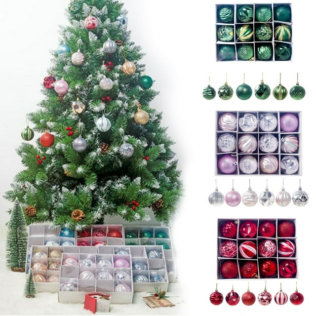 Zeus 12Pcs 6cm Christmas Ball Ornament Baubles Xmas Tree Window Hanging Decoration