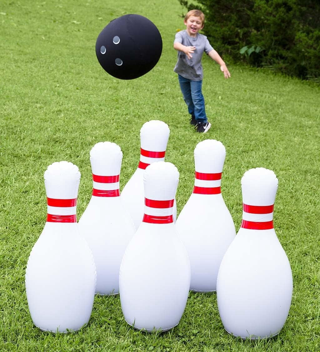 Jeu De Bowling Gonflable Géant - 6 Quilles 24 Pouces + 1 Balle 18,1 Pouces | Intérieur/Extérieur, Enfants Adultes, Coordination