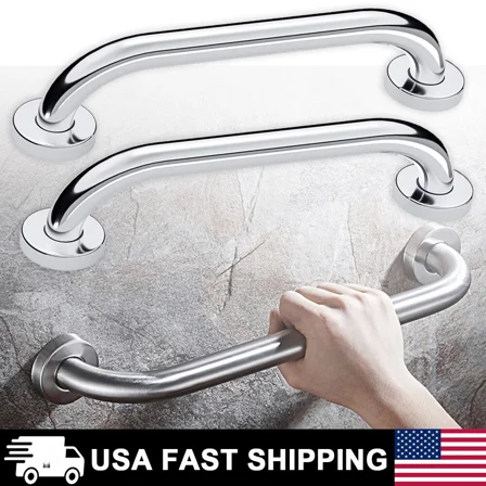 2Pc Bathroom Shower Grab Bar Handle Safety Hand Rail Support Bar Stainless Steel