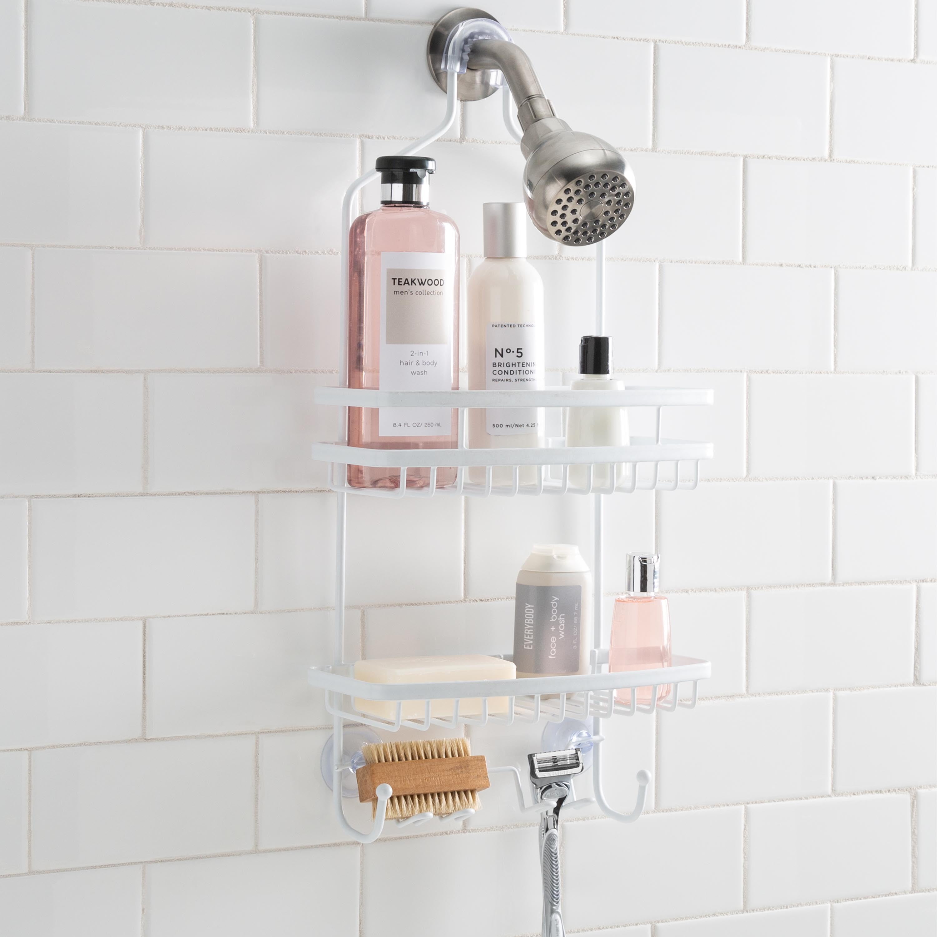 Bath Bliss Venice Metal 2 Shelf Tier Shower Caddy, White