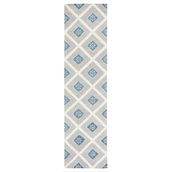 SAFAVIEH Metro Lucas Geometric Runner Rug, Blue/Ivory, 2'3" x 9'