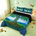 thumbnail image 2 of Homewish Watercolor Nature Tree Queen Comforter Set,Starry Night Sky Comforter Sets Queen,Blue Green,Black Reversible,3 Pieces,1 Comforter and 2 Pillowcases, 2 of 7