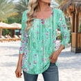 thumbnail image 2 of ZQUUVOU Women's T-Shirt Casual Printed Square Neck 3/4 Sleeve Tunic Blouse F-Mint Green (XL), 2 of 5